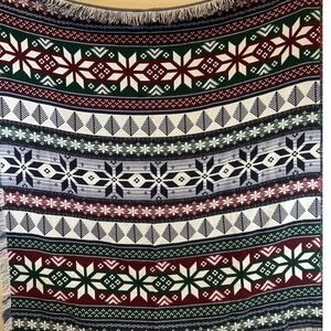 Christmas Nordic Snowflake Tree Fringe‎ Throw Blanket Cozy Winter Holiday